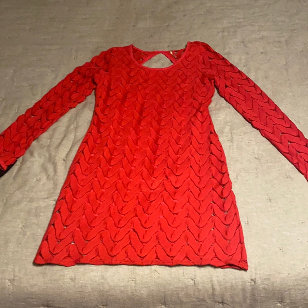 Free People Red Scallop Dress